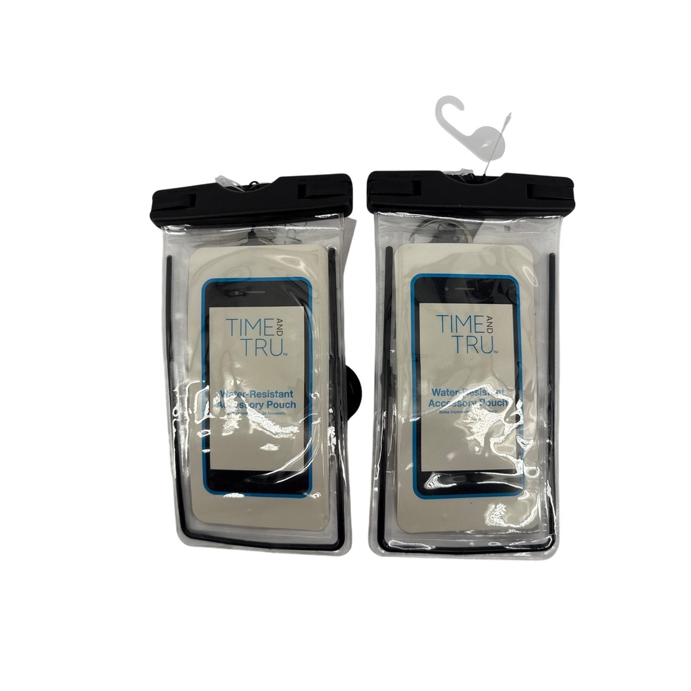 Time and Tru Water Resistant Accessory Pouch Set of 2 Black Lanyard TT221143 NEW